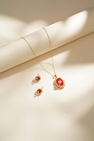 Golden Glow Pearl Pendant Set